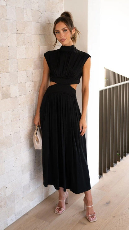 ELITA | Cut-Out Midi Jurk – Elegantie met een Moderne Twist