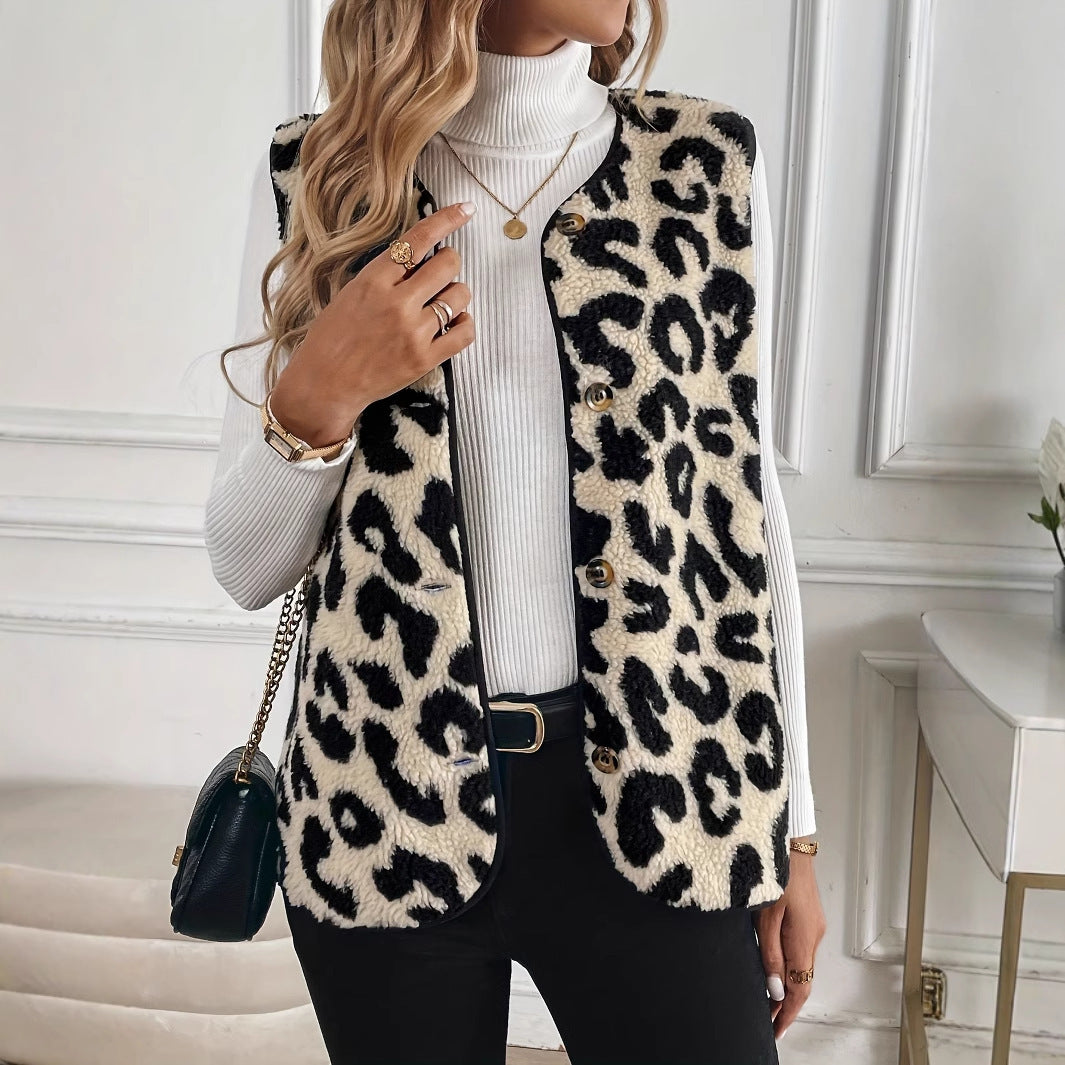 SISSY | Teddy Gilet met Luipaardprint – Stijlvol, Warm & Statement-Ready