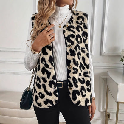 SISSY | Teddy Gilet met Luipaardprint – Stijlvol, Warm & Statement-Ready