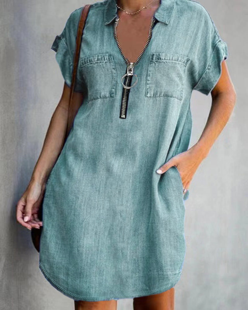 SCARLETT | Denim Overhemdjurk – Casual, Stoer & Comfortabel