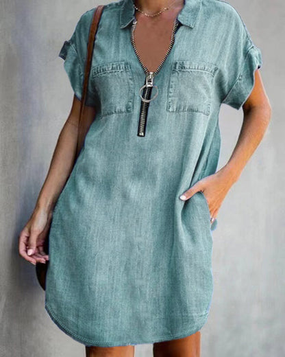 SCARLETT | Denim Overhemdjurk – Casual, Stoer & Comfortabel