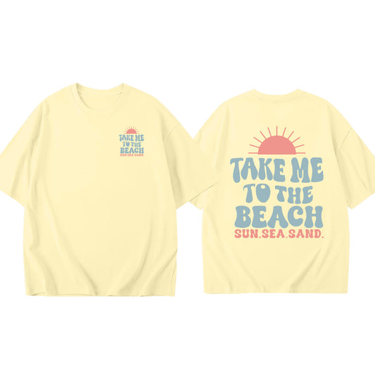 JIP | Take Me To The Beach T-shirt – Oversized Zomershirt Unisex met Strandprint
