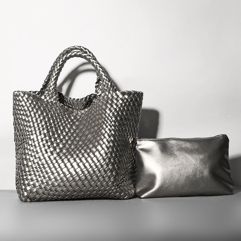 YENTE | Gevlochten Shopper – Zomerse Grote Tas met Binnenpouch