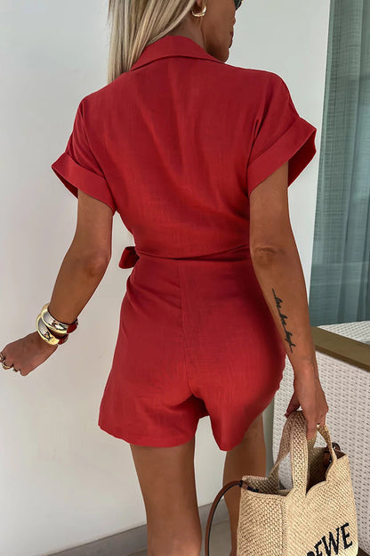 FEBE | Linnen Wrap Jumpsuit – Luchtige Elegantie voor Elke Zomerdag
