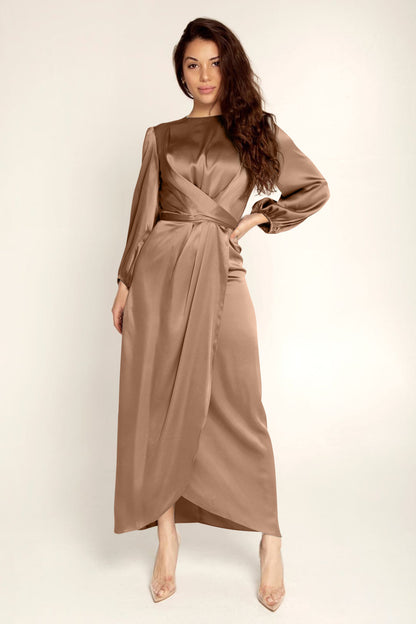MERYAM | Satin Draped Maxi Jurk – Elegant & Tijdloos Design
