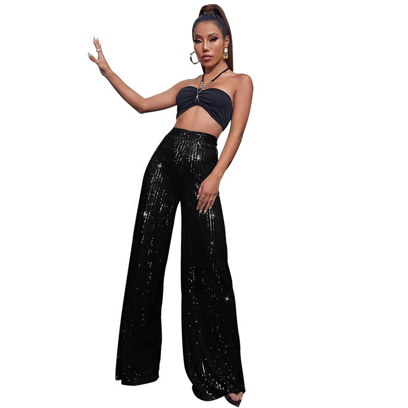 CELINE | Pailletten Palazzo Broek – Glitter Wide Leg Broek in Meerdere Kleuren