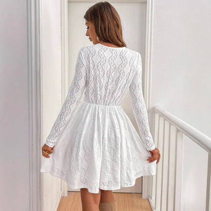 FELICIA | Witte Broderie Kanten Zomerjurk – Romantische Look met Elegante Details