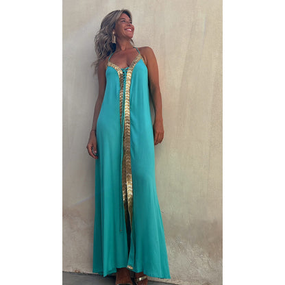 LIV | Maxi Jurk met Gouden Details – Zomerse Elegantielook