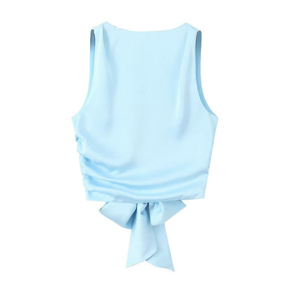 WILLEMIJN | Mouwloze Top Dames – Elegante Top met Strik op de Rug