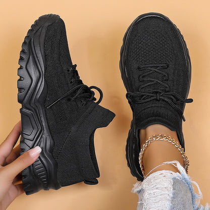 CLAUDINE | Chunky Sneakers Dames met Knit Detail – Comfortabele Urban Schoenen