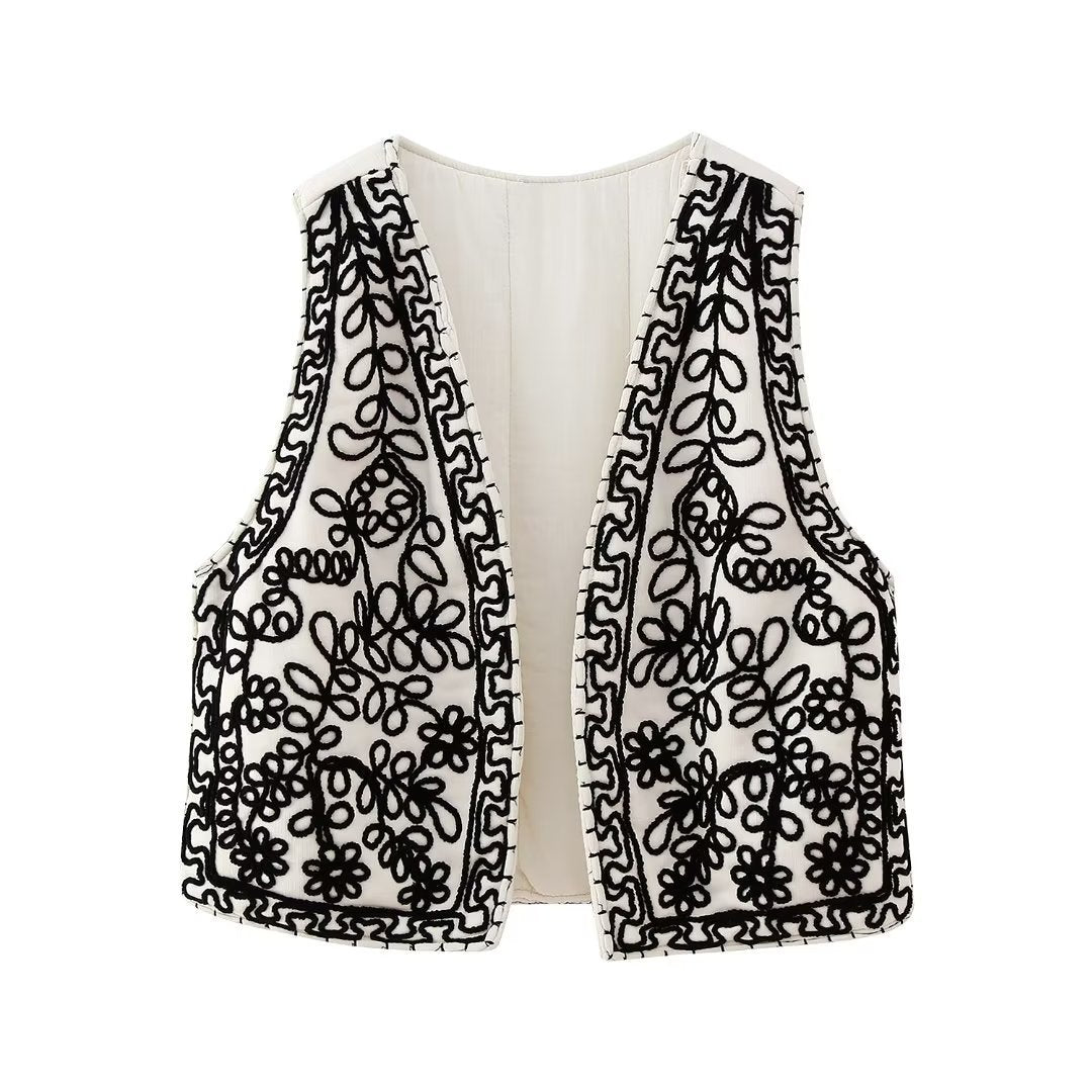 LAURIE | Boho Gilet met  Borduursels – Statement Vest voor Dames