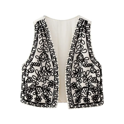 LAURIE | Boho Gilet met  Borduursels – Statement Vest voor Dames