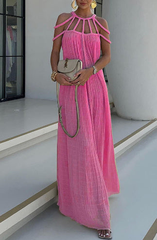 FINNE | Bohemian Maxi Jurk met Gevlochten Details – Luchtige Zomerstijl