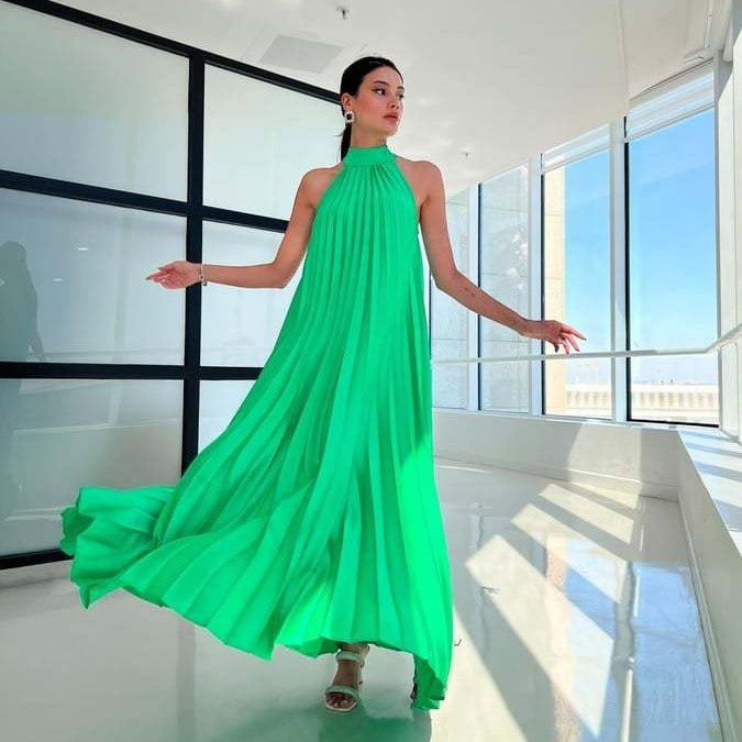 JITTE | Plissé Halterjurk – Elegantie in 8 Kleuren
