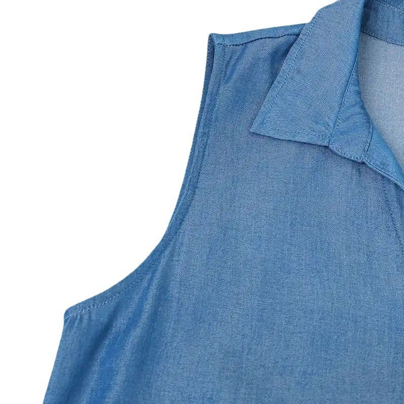 NICKY | Maxi Spijkerjurk Dames met Knoopsluiting en Ceintuur – Elegante Lange Denim Jurk