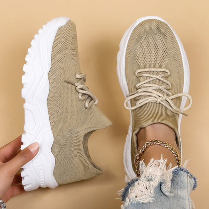 CLAUDINE | Chunky Sneakers Dames met Knit Detail – Comfortabele Urban Schoenen