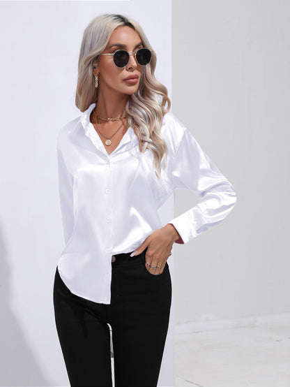 SYLVIA | Zijdezachte Satijnen Blouse – Tijdloos Chic met een Luxe Glans