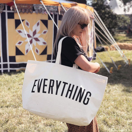 VALLERIE | Oversized Shopper Tas EVERYTHING - Grote Tote Bag Zwart/Wit