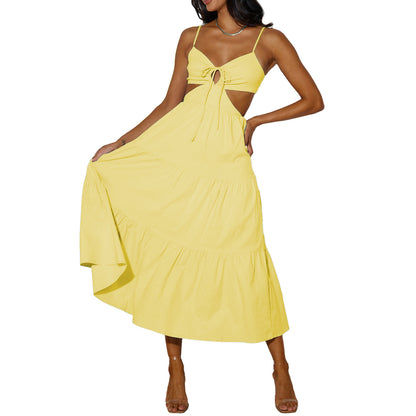 YANNE | Cut-Out Maxi Jurk – Zomerse Elegantie met Speelse Twist