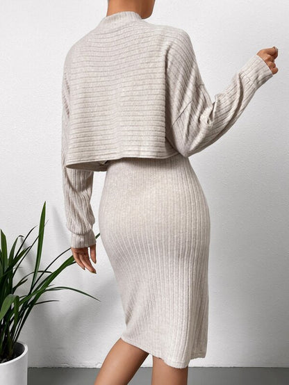 SABRINE | Gebreide Twinset Jurk – 2-in-1 Elegantie: Jurk & Cropped Trui