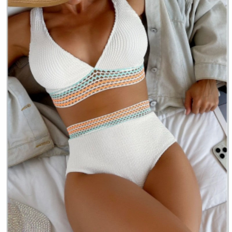 JITSE | High Waist Bikini met Gehaakt Detail – Retro Zomerse Dames Bikini