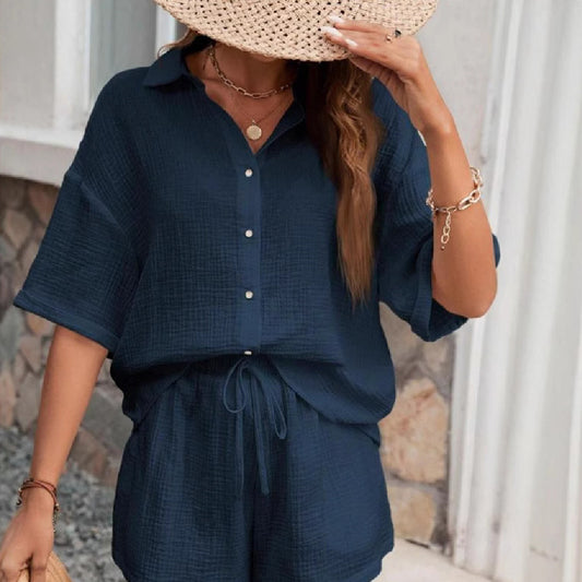 LISY | Zomerset met Knoopblouse & Shorts – Comfort & Stijl in Eén