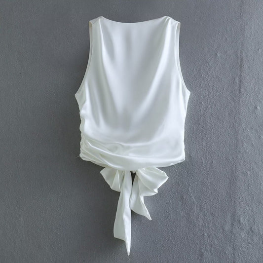 WILLEMIJN | Mouwloze Top Dames – Elegante Top met Strik op de Rug