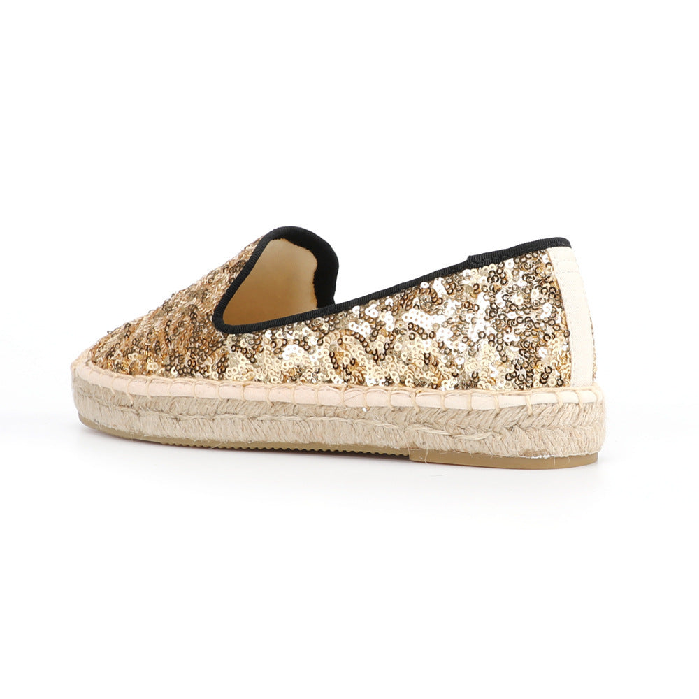 SILKE | Gouden Glitter Espadrilles Dames – Zomerschoenen met Pailletten
