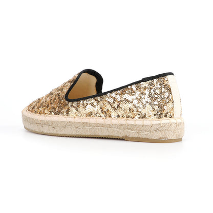 SILKE | Gouden Glitter Espadrilles Dames – Zomerschoenen met Pailletten