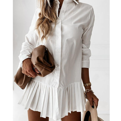 VOSSE | Overhemdjurk met Plissé Zoom – Blousejurk Dames Casual Chic