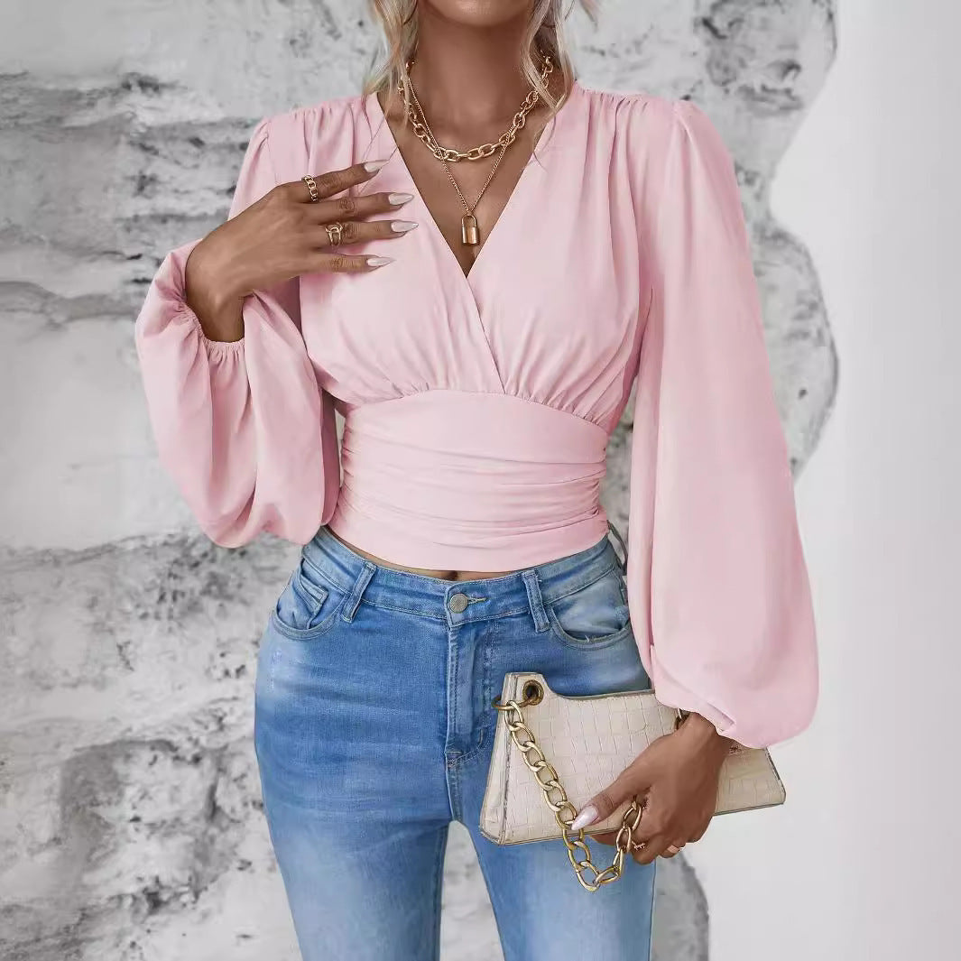 TOULOUSE | Chiffon Wrap Top – Elegante V-Hals & Flowy Mouwen