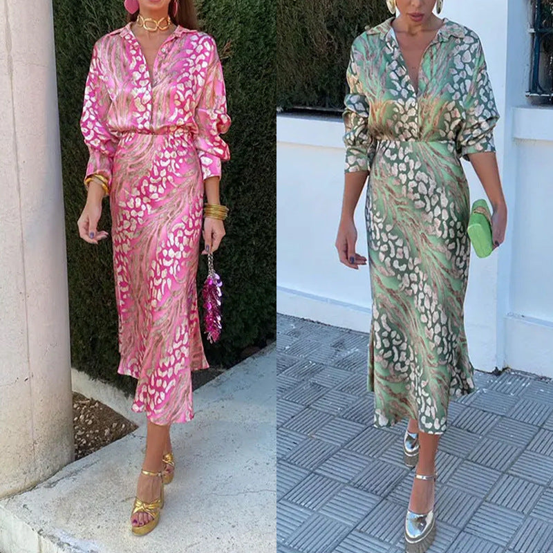 ANTONIA | Satin Luxe Print Jurk – Elegante Statement Look