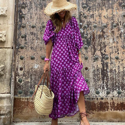 BOHO FIESTA | Maxi Jurk Dames met Print – Luchtige Zomerjurk in Bohemian Stijl