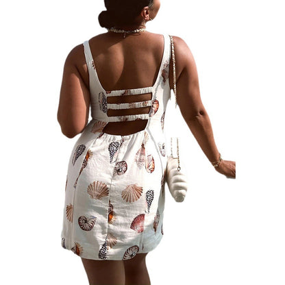 VIKA | Shellprint Zomerjurk – Strand Vibes in Mini-Lengte