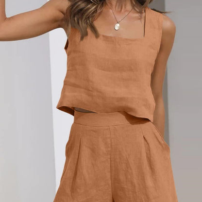 NEVA | Zomerse Katoenen Set Dames - Luchtig Tweedelig Setje - Verkrijgbaar in Diverse Kleuren