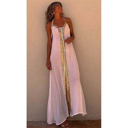 LIV | Maxi Jurk met Gouden Details – Zomerse Elegantielook