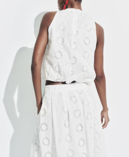 TAYLOR | Geborduurde Zomerset – Top & Rok Los Verkrijgbaar of als Set