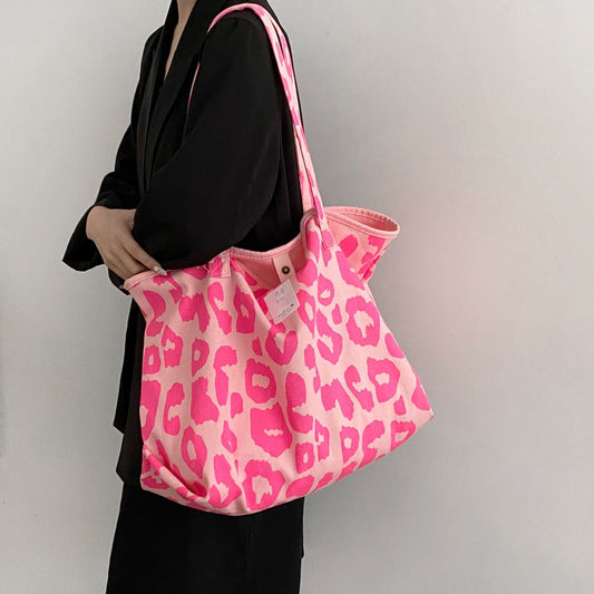 KACY | Canvas Leopard Shopper – Matchende Tas voor Moeder & Dochter