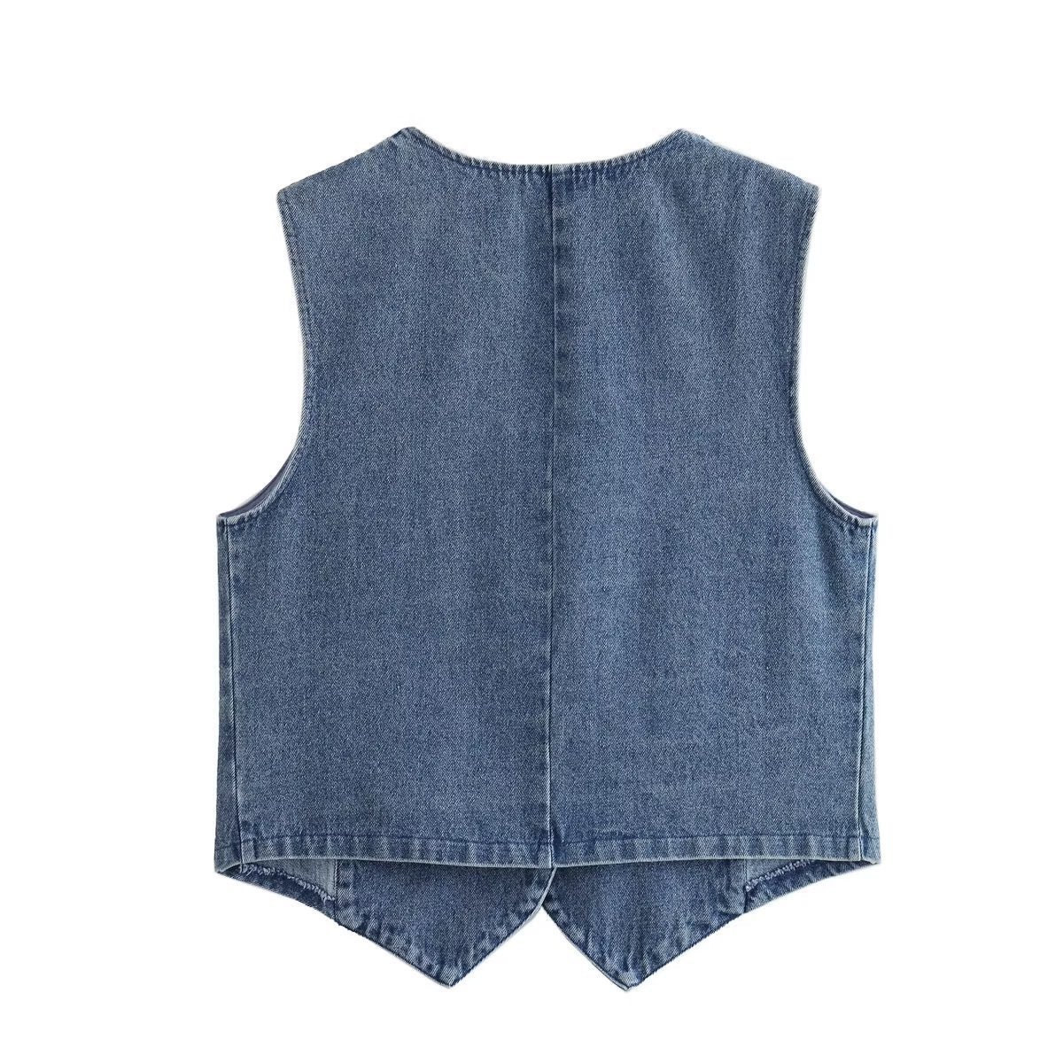 YASMINE | Denim Gilet met Knoopsluiting – Tijdloze Spijkerstof Look voor Dames