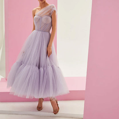 JACQUELINE | Tulle One-Shoulder Gala Jurk – Droomjurk met Elegante Asymmetrie