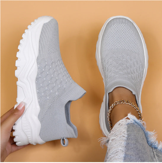 CLAUDINE | Chunky Sneakers Dames met Knit Detail – Comfortabele Urban Schoenen