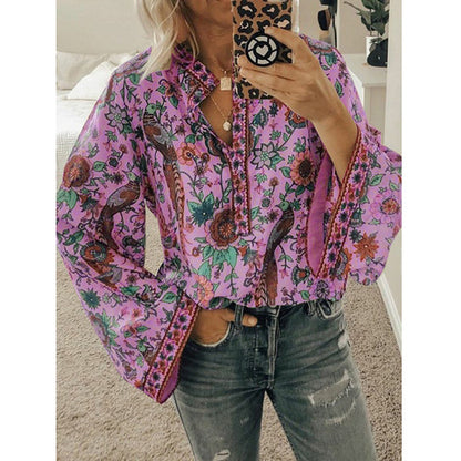 CATOO | Boho Blouse Dames – Kleurrijke Print met Wijde Mouwen in Verschillende Kleurvariaties