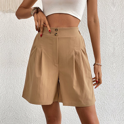 CAMILLE | High-Waist Dames Short – Elegante Losse Pasvorm met Knopen