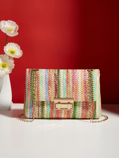 VIVIAN | Rainbow Chic Clutch – Vrolijke Elegantie met Gouden Details