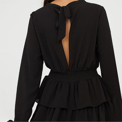 MYRTHE | Zwarte Jurk met Volants – Tijdloos, Elegant & Perfect voor Elke Gelegenheid