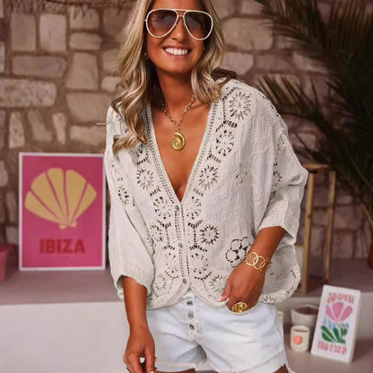 LIVVY | Gehaakte Ibiza Kimono – Boho Beach Vibe