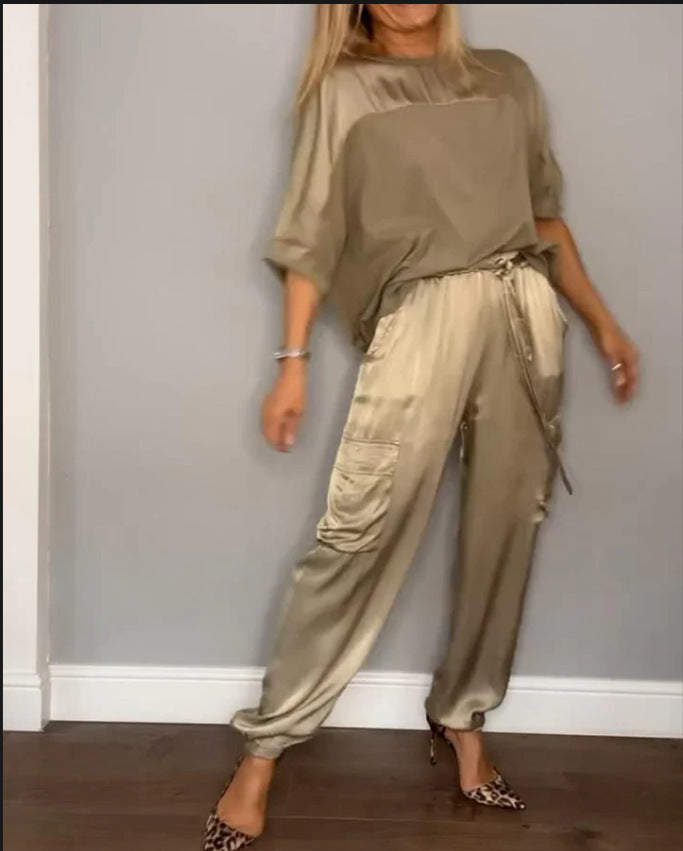 ISABELLE | Satijnen Two-Piece Set Dames – Luxe Outfit in Meerdere Kleuren