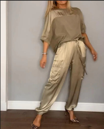 ISABELLE | Satijnen Two-Piece Set Dames – Luxe Outfit in Meerdere Kleuren