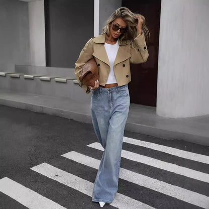 YVETTE | Cropped Trenchcoat in Beige – Tijdloze Chic met een Moderne Twist