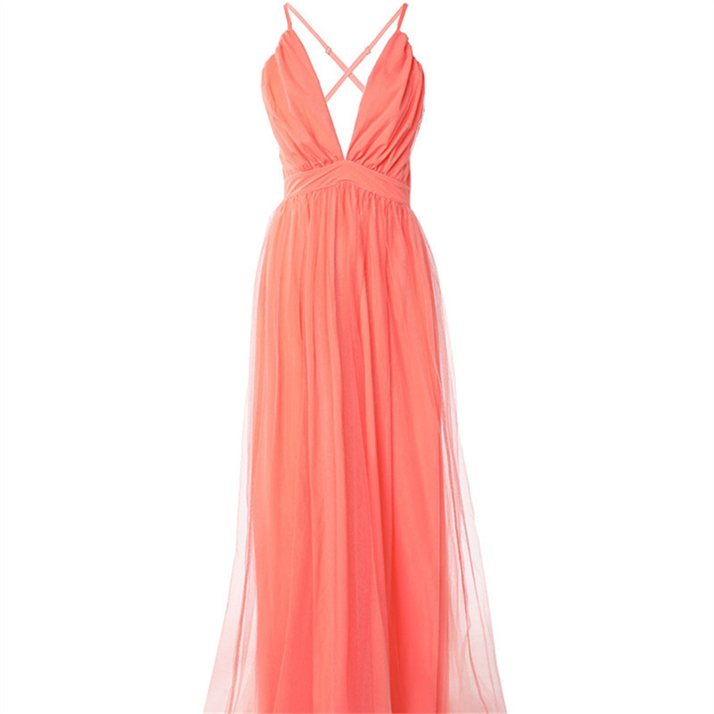 JOCELYNE | Tulle Zomerjurk met V-hals en Spaghettibandjes – Luchtig & Elegant (S t/m XL)